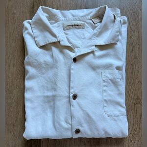 Tommy Bahama Silk Coastal Mens 2XL XXL Beige Breeze Beachy Resort Short Sleeve
